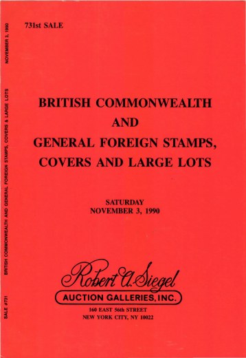 Catalog Cover Sale no. 731 — Siegel Auction Galleries