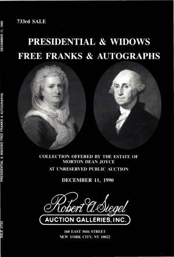 Catalog Cover Sale no. 733 — Siegel Auction Galleries