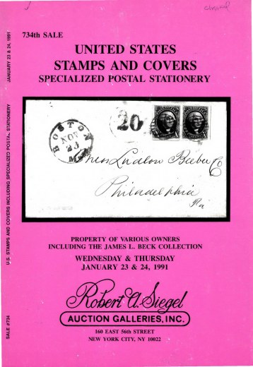 Catalog Cover Sale no. 734 — Siegel Auction Galleries