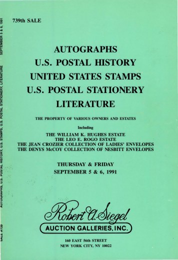 Catalog Cover Sale no. 739 — Siegel Auction Galleries