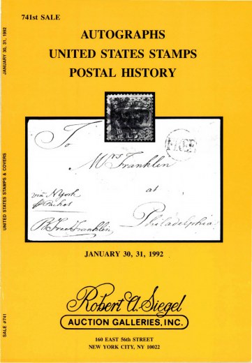 Catalog Cover Sale no. 741 — Siegel Auction Galleries