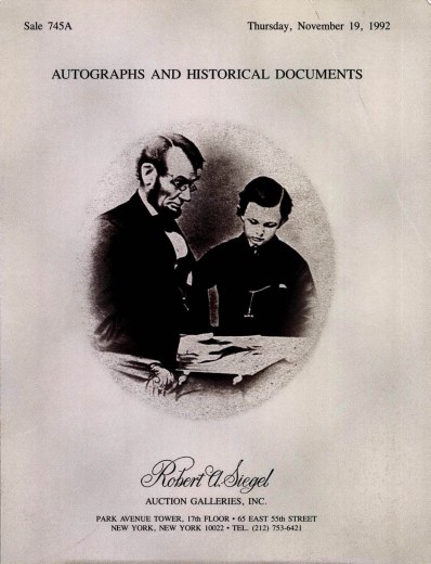 Catalog Cover Sale no. 745A — Siegel Auction Galleries