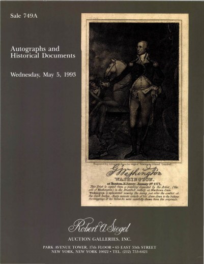 Catalog Cover Sale no. 749A — Siegel Auction Galleries