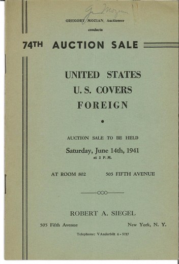 Catalog Cover Sale no. 74 — Siegel Auction Galleries