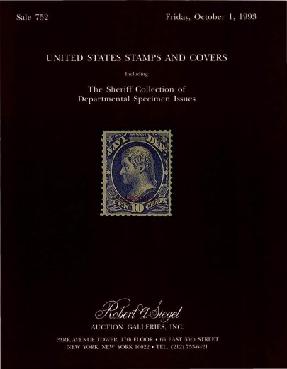 Catalog Cover Sale no. 752 — Siegel Auction Galleries