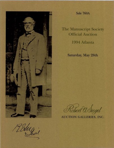 Catalog Cover Sale no. 760A — Siegel Auction Galleries