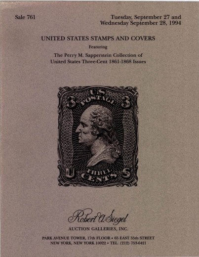 Catalog Cover Sale no. 761 — Siegel Auction Galleries