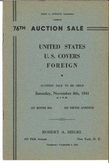 Catalog Cover Sale no. 76 — Siegel Auction Galleries