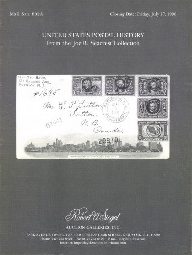 Catalog Cover Sale no. 802A — Siegel Auction Galleries