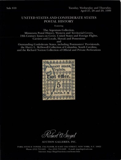 Catalog Cover Sale no. 810 — Siegel Auction Galleries