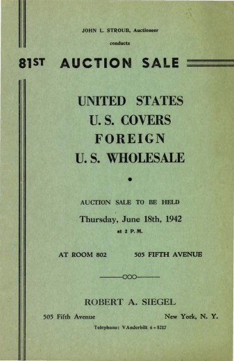 Catalog Cover Sale no. 81 — Siegel Auction Galleries