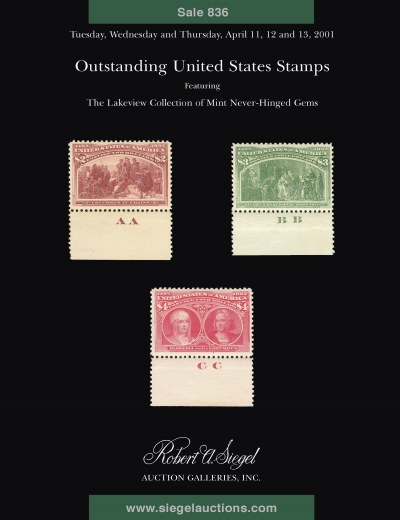 Catalog Cover Sale no. 836 — Siegel Auction Galleries