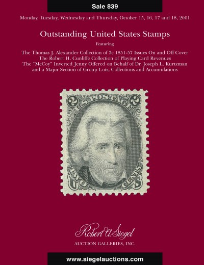 Catalog Cover Sale no. 839 — Siegel Auction Galleries