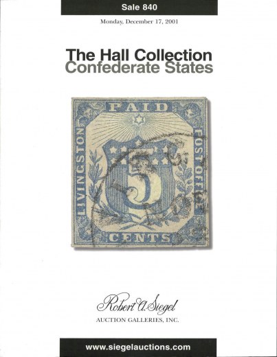 Catalog Cover Sale no. 840 — Siegel Auction Galleries