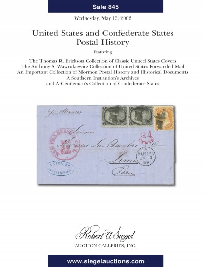Catalog Cover Sale no. 845 — Siegel Auction Galleries