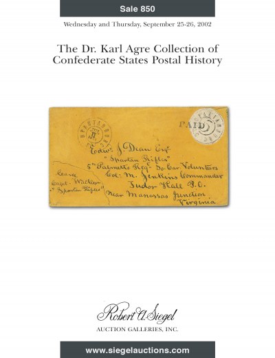 Catalog Cover Sale no. 850 — Siegel Auction Galleries