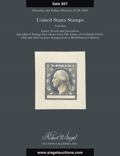 Catalog Cover Sale no. 857 — Siegel Auction Galleries