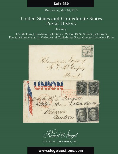 Catalog Cover Sale no. 860 — Siegel Auction Galleries