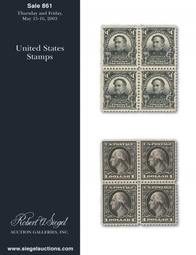 Catalog Cover Sale no. 861 — Siegel Auction Galleries