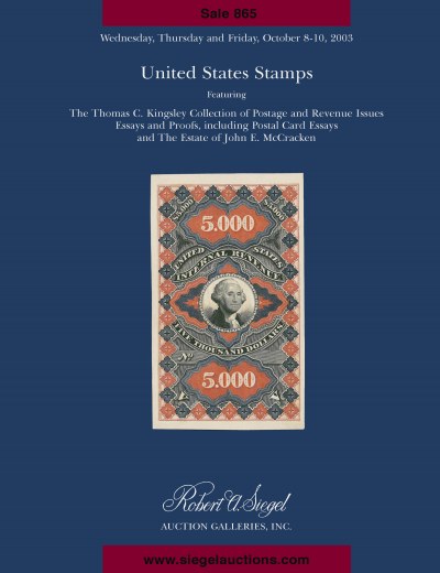 Catalog Cover Sale no. 865 — Siegel Auction Galleries