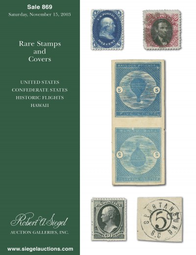 Catalog Cover Sale no. 869 — Siegel Auction Galleries