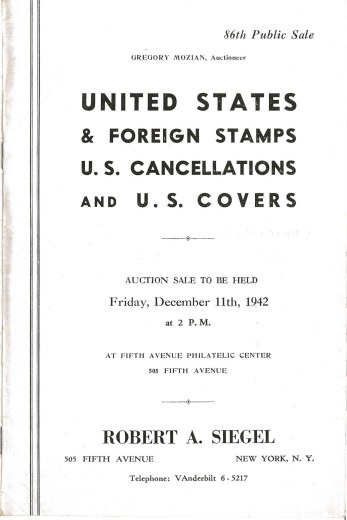 Catalog Cover Sale no. 86 — Siegel Auction Galleries