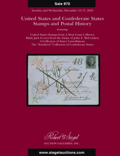 Catalog Cover Sale no. 870 — Siegel Auction Galleries