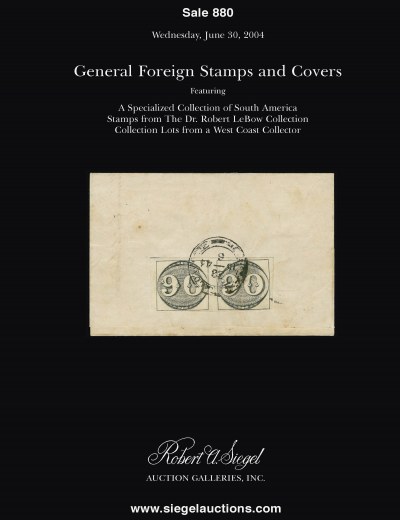 Catalog Cover Sale no. 880 — Siegel Auction Galleries