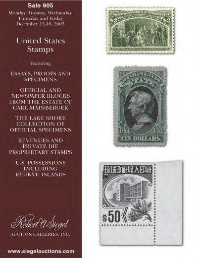 Catalog Cover Sale no. 905 — Siegel Auction Galleries