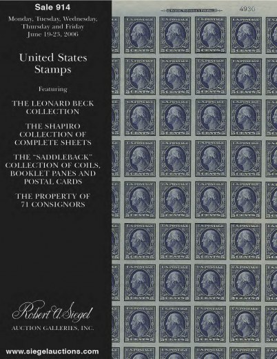 Catalog Cover Sale no. 914 — Siegel Auction Galleries