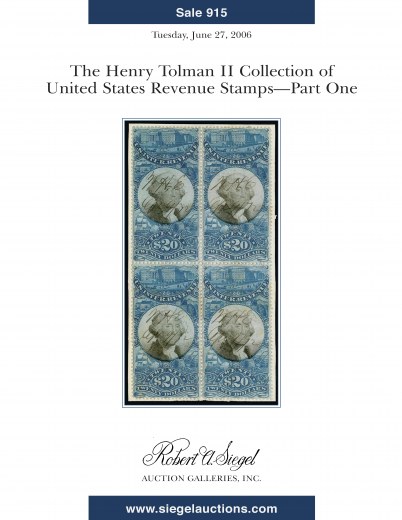 Catalog Cover Sale no. 915 — Siegel Auction Galleries