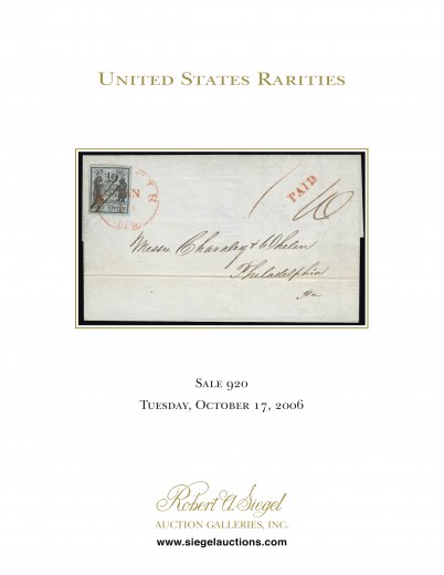 Catalog Cover Sale no. 920 — Siegel Auction Galleries