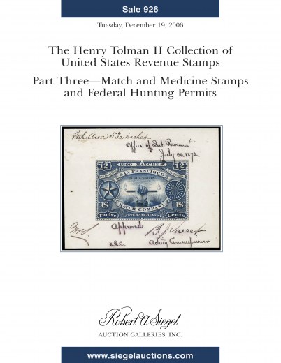 Catalog Cover Sale no. 926 — Siegel Auction Galleries
