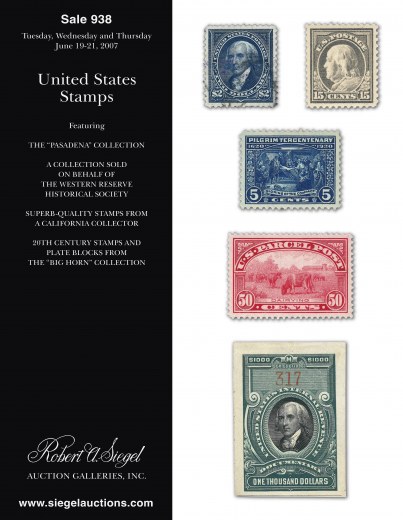 Catalog Cover Sale no. 938 — Siegel Auction Galleries