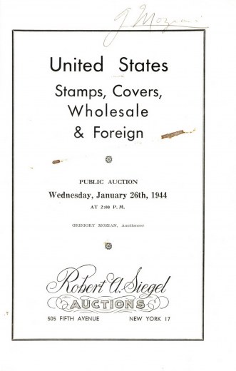 Catalog Cover Sale no. 96 — Siegel Auction Galleries