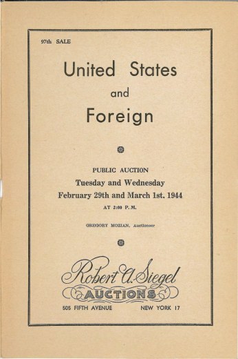 Catalog Cover Sale no. 97 — Siegel Auction Galleries