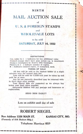 Catalog Cover Sale no. 9 — Siegel Auction Galleries