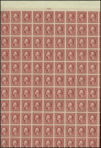 Sale 904, Lot 435, Intact Pane of 400 of 5c Imperforate Error (Scott 485)