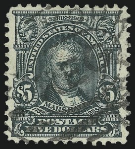 Sale 905, Lot 2338, 1902-08 Issues (Scott 300 thru 320), $5.00 Dark Green (313) Sale 905, Lot 2338, 1902-08 Issues (Scott 300 thru 320)