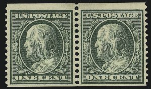Sale 905, Lot 2476, Washington-Franklin Issues (Scott 367 to 396), 1c Green, Coil (387) Sale 905, Lot 2476, Washington-Franklin Issues (Scott 367 to 396)