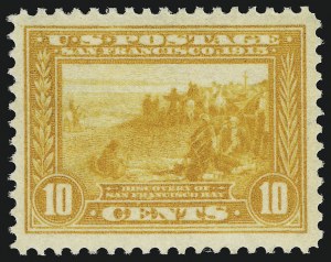 Sale 905, Lot 2508, 1913-15 Panama-Pacific Issue (Scott 397 thru 404), 10c Orange Yellow, Panama-Pacific (400) Sale 905, Lot 2508, 1913-15 Panama-Pacific Issue (Scott 397 thru 404)