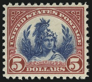 Sale 905, Lot 2768, 1922-25 Issue (Scott 551 to Later Issues), $5.00 Carmine & Blue (573) Sale 905, Lot 2768, 1922-25 Issue (Scott 551 to Later Issues)