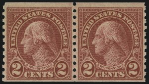 Sale 905, Lot 2798, 1922-25 Issue (Scott 551 to Later Issues), 2c Carmine, Ty. II, Coil (599A) Sale 905, Lot 2798, 1922-25 Issue (Scott 551 to Later Issues)