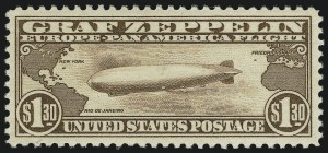 Sale 905, Lot 2876, Air Post, $1.30 Graf Zeppelin (C14) Sale 905, Lot 2876, Air Post