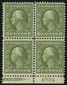 Sale 914, Lot 1327, 1908-09 Washington-Franklin Issues (Scott 331 thru 356)