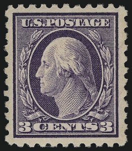 Sale 914, Lot 1665, 1912-23 Issues (Scott 459 to 480), 3c Violet (464) Sale 914, Lot 1665, 1912-23 Issues (Scott 459 to 480)