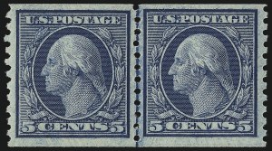 Sale 914, Lot 1730, 1912-23 Issues (Scott 491 to 519), 5c Blue, Coil (496) Sale 914, Lot 1730, 1912-23 Issues (Scott 491 to 519)