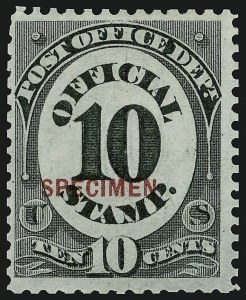 Sale 914, Lot 2270, Official Specimens, 10c Post Office, Specimen Ovpt. (O51S) Sale 914, Lot 2270, Official Specimens