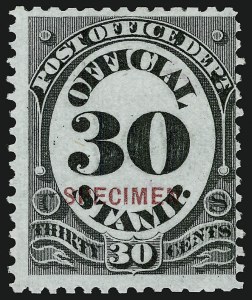 Sale 914, Lot 2275, Official Specimens, 30c Post Office, Specimen Ovpt. (O55S) Sale 914, Lot 2275, Official Specimens