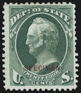 Sale 914, Lot 2288, Official Specimens, 24c State, Specimen Ovpt. (O65S) Sale 914, Lot 2288, Official Specimens